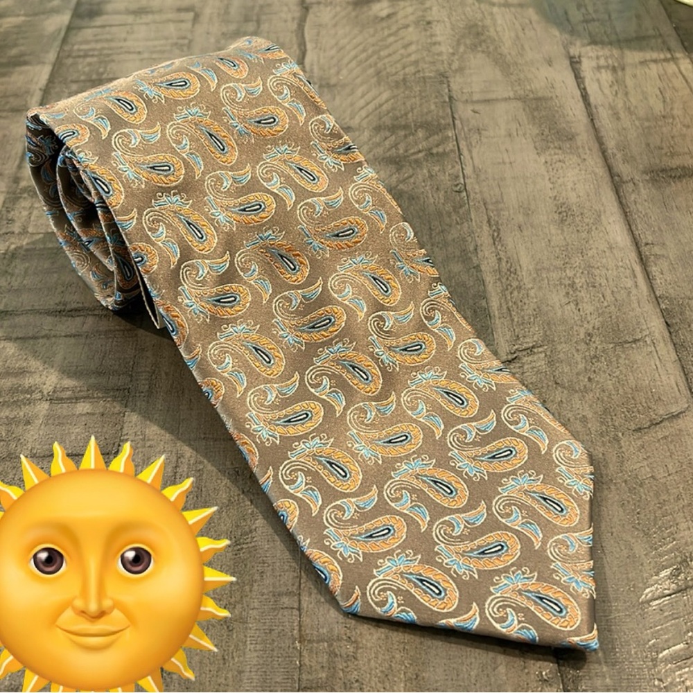 NWT Men’s Silk Tie Alexander Julian American Modern Neutral Colors Nice Pattern